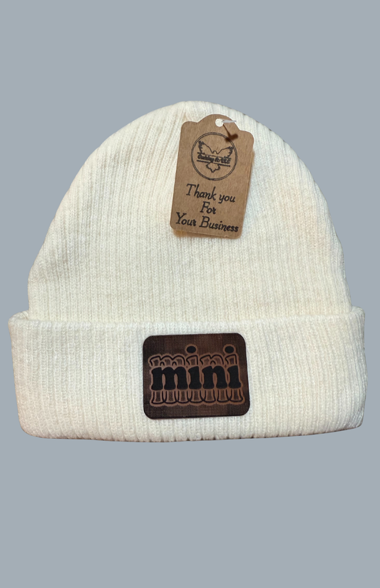 Children's "Mini" - Leatherette Patched Beanie
