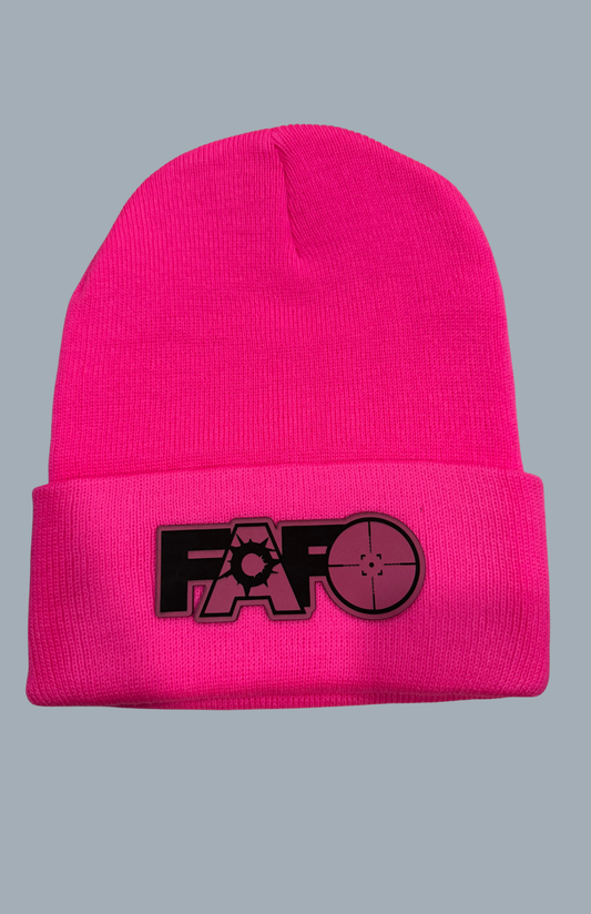 FAFO Pink Beanie - Patched Beanie