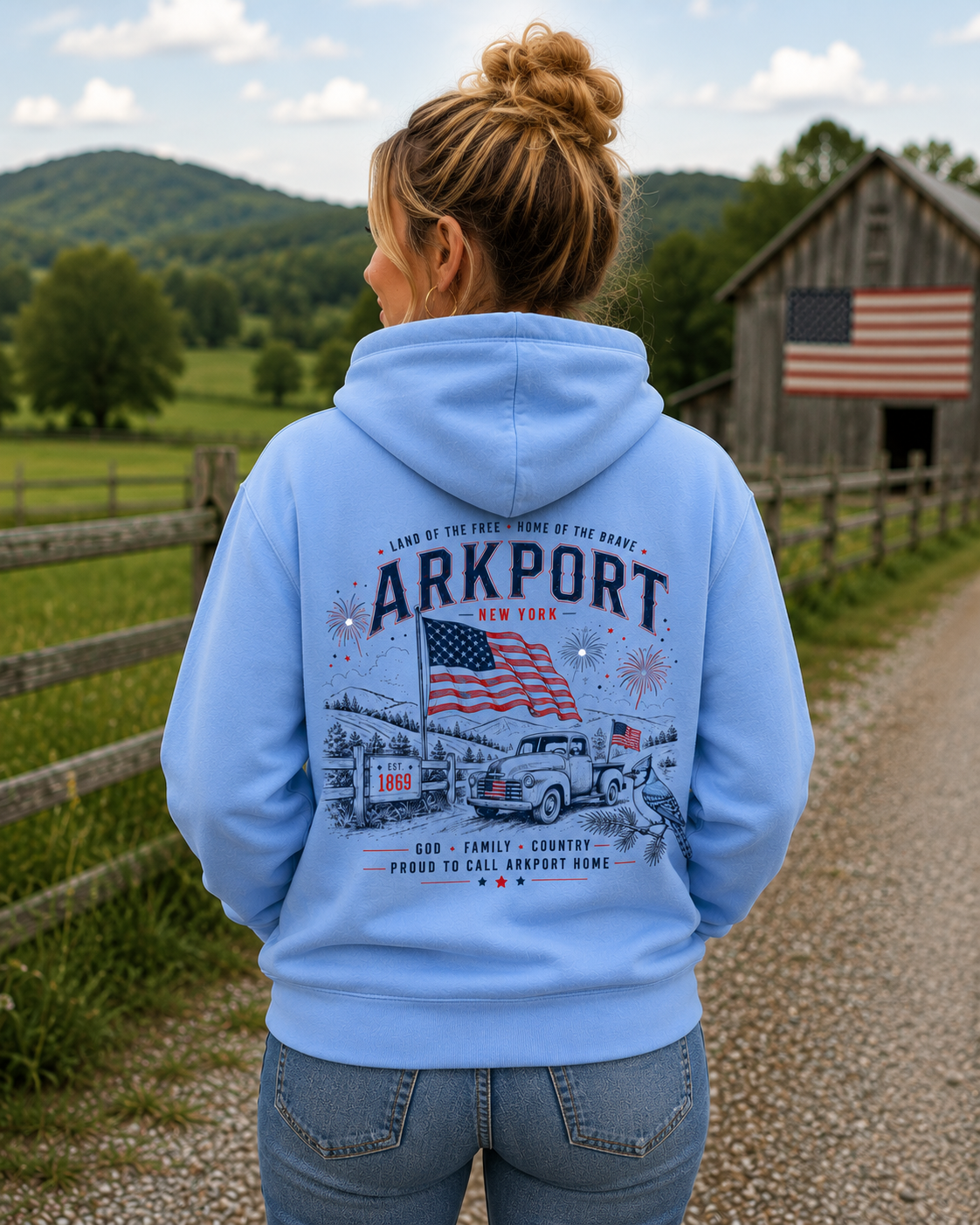Arkport, NY Patriotic Bella Canvas Hoodie