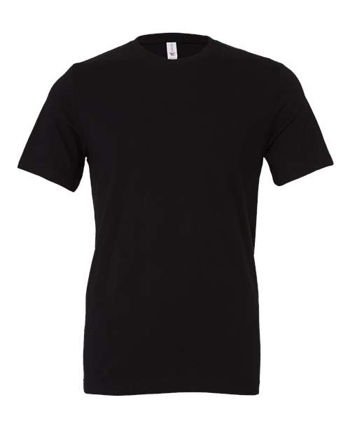 Black crew-neck T-shirt with short sleeves and simple front design