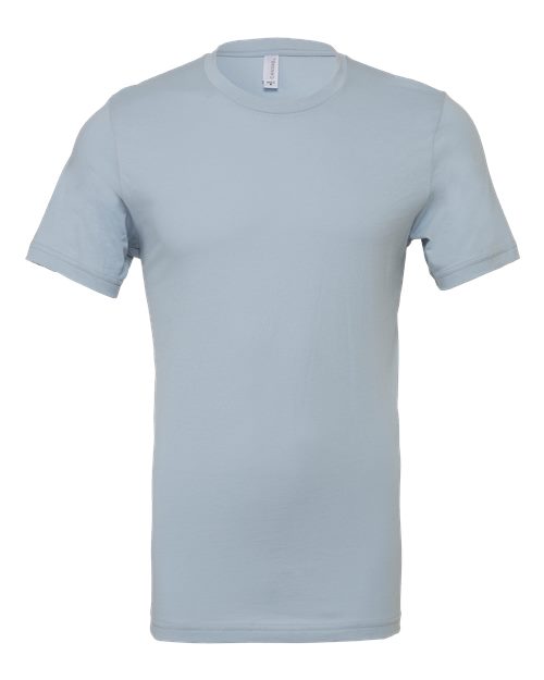 DTF T-shirt in light blue-gray with crew neck and short sleeves.