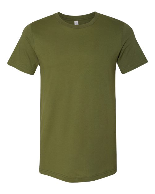 DTF T-shirt in olive green, crew neck, short sleeves, plain front.