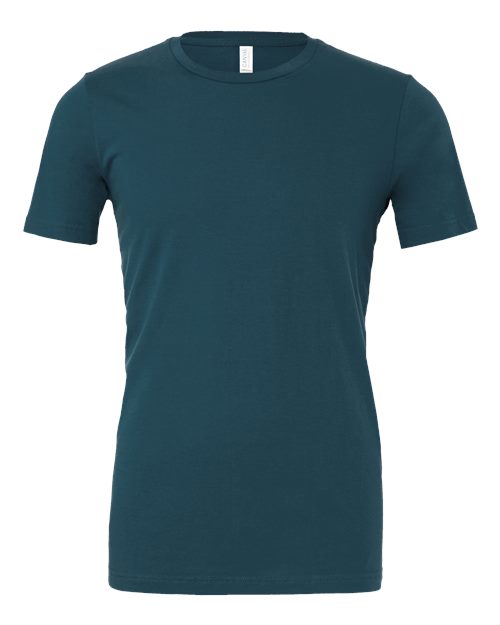 DTF T-shirt in teal-blue with crew neck and short sleeves, plain front