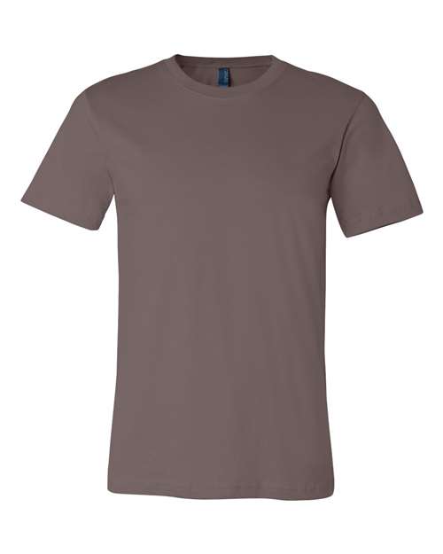 DTF T-shirt in taupe brown, crew neck, short sleeves, plain front.