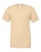 Crewneck T-shirt in light tan, short sleeves, relaxed fit, no visible graphics