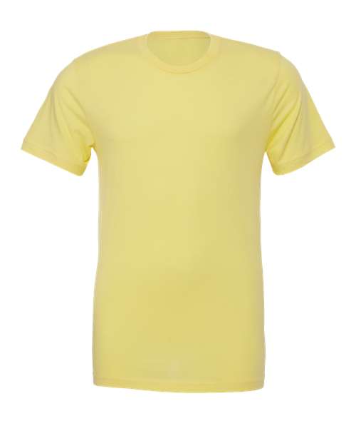 Yellow crewneck T-shirt with short sleeves, plain front