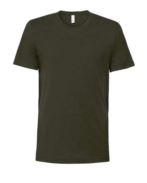 DTF T-shirt in dark olive green with crew neck and short sleeves, plain front