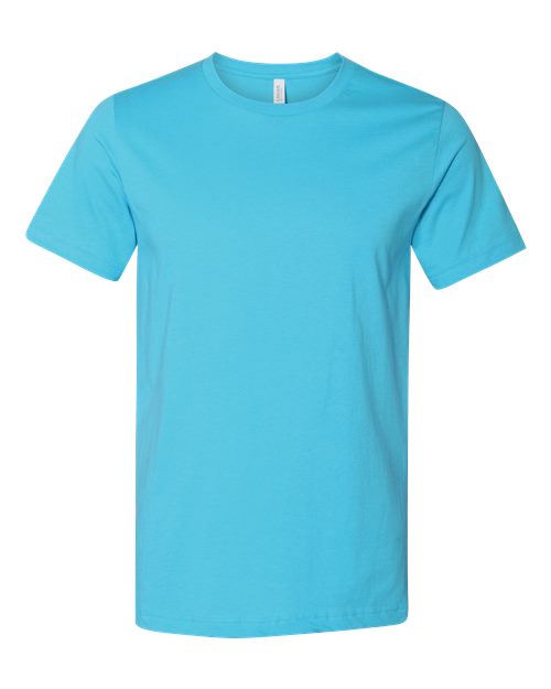 Turquoise crew-neck T-shirt with short sleeves