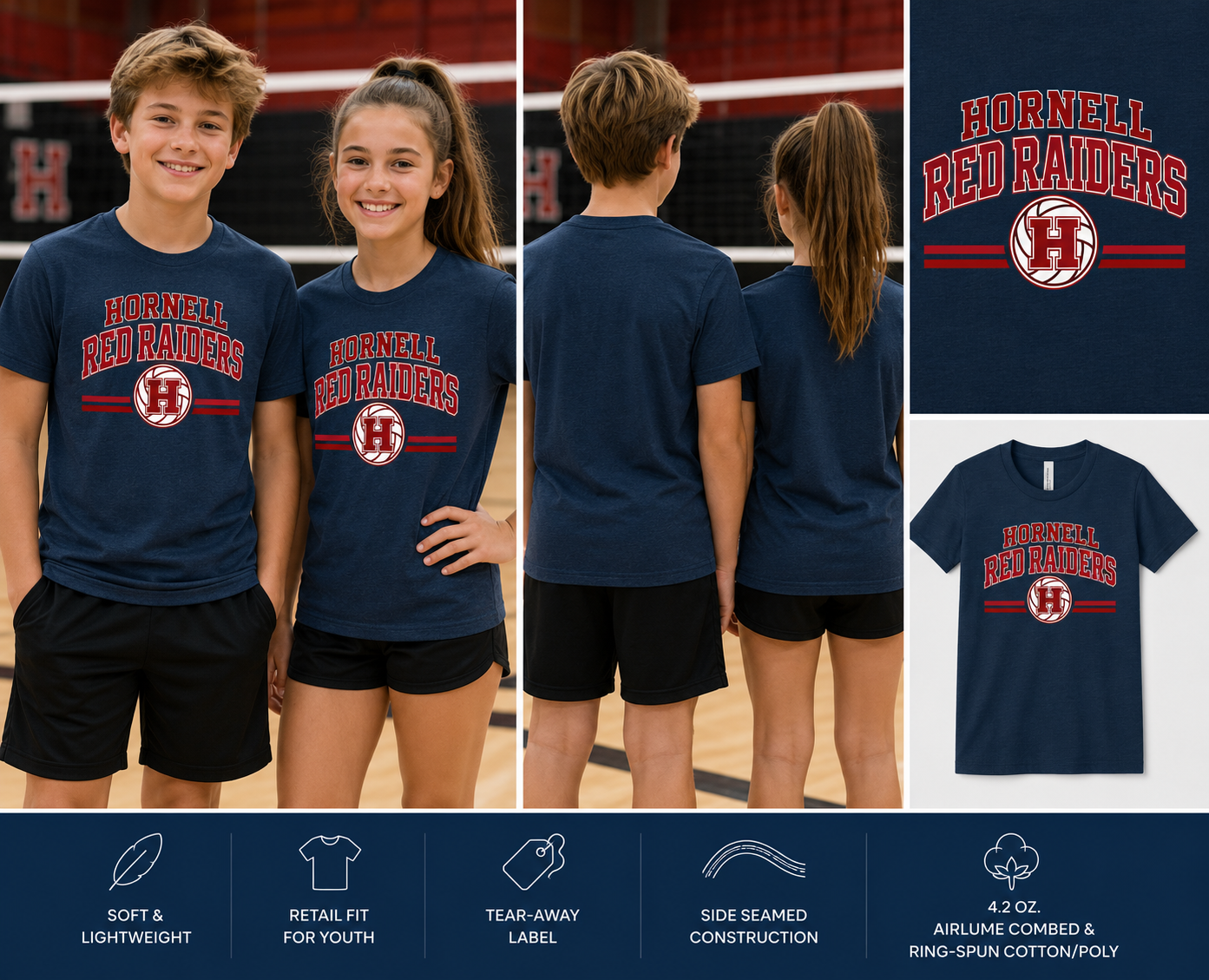 Hornell Red Raiders Youth Bella+Canvas T-Shirt