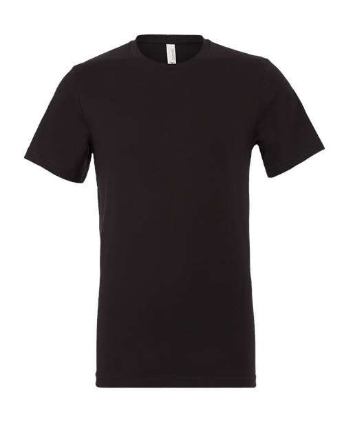 Black crew-neck T-shirt with short sleeves