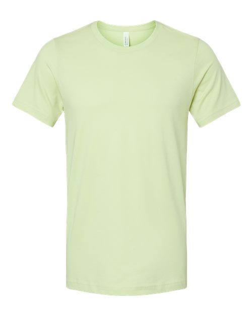 Crewneck T-shirt in light lime green, short sleeves, relaxed fit, no visible graphics