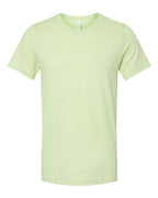 Crewneck T-shirt in light lime green, short sleeves, relaxed fit, no visible graphics