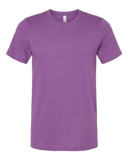 Crew-neck T-shirt in lavender purple with short sleeves and straight hem