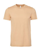 Crew-neck T-shirt in tan with short sleeves and straight hem