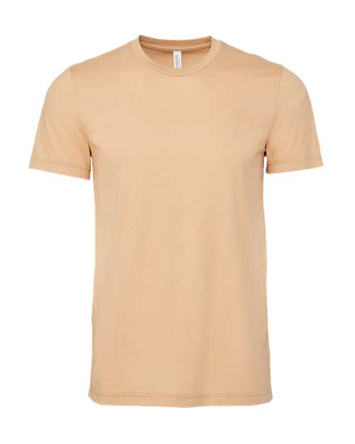 Crew-neck T-shirt in tan with short sleeves and straight hem