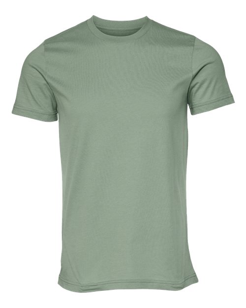 Crew-neck T-shirt in sage green with short sleeves and straight hem