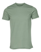 Crew-neck T-shirt in sage green with short sleeves and straight hem