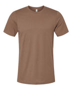 Tan crew-neck T-shirt with short sleeves