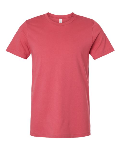 Red crewneck T-shirt with short sleeves, plain front