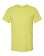 Crewneck T-shirt in bright yellow-green, short sleeves, relaxed fit, no visible graphics