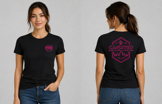STODIE Unisex Next Level CVC Tee – Black w/ pink