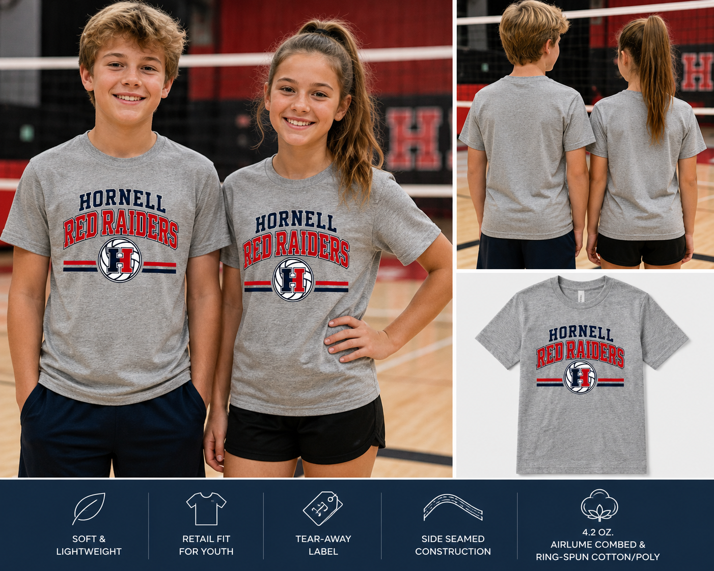 Hornell Red Raiders Youth Bella+Canvas T-Shirt