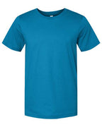 DTF T-shirt in teal-blue with crew neck and short sleeves, plain front