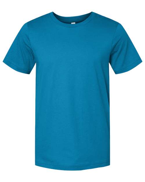 DTF T-shirt in teal-blue with crew neck and short sleeves, plain front