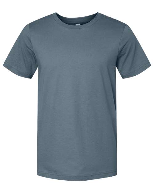 Crew-neck T-shirt in slate blue with short sleeves and straight hem