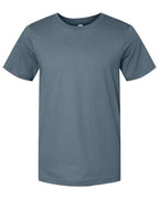 Crew-neck T-shirt in slate blue with short sleeves and straight hem