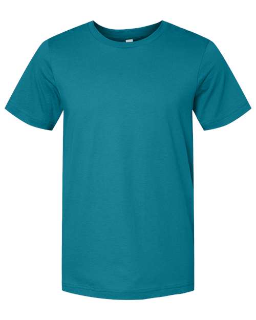Teal crew-neck T-shirt with short sleeves