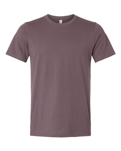 Crew-neck T-shirt in dark purple with short sleeves and straight hem