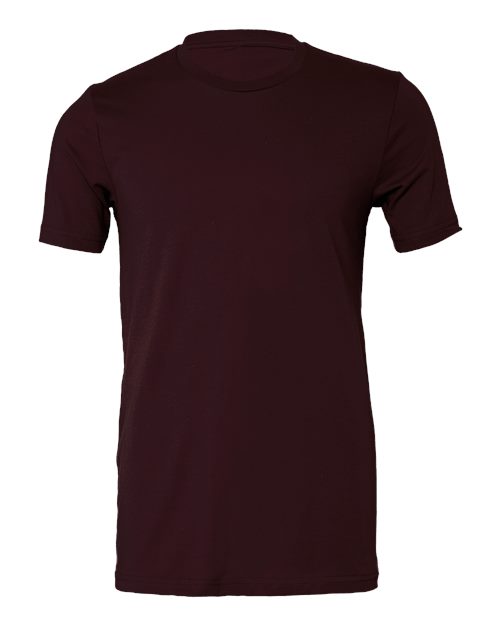 DTF T-shirt in dark maroon, crew neck, short sleeves, plain front.