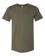 Olive green crew-neck T-shirt with short sleeves