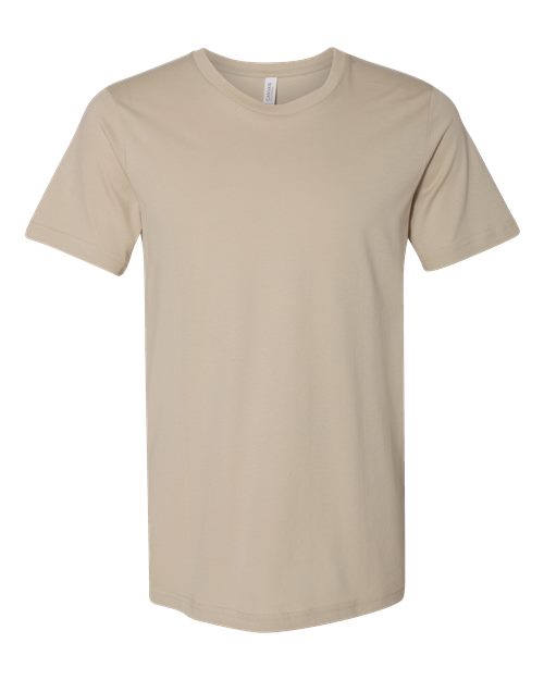 Crewneck T-shirt in beige, short sleeves, relaxed fit, no visible graphics