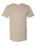 Crewneck T-shirt in beige, short sleeves, relaxed fit, no visible graphics