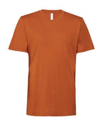 Burnt orange crew-neck T-shirt with short sleeves and simple front design