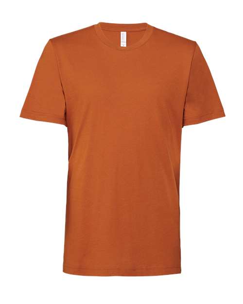 Burnt orange crew-neck T-shirt with short sleeves and simple front design