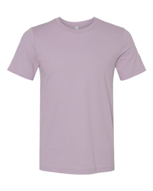 Light purple crew-neck T-shirt with short sleeves