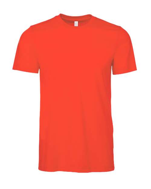 Crew-neck T-shirt in red-orange with short sleeves and straight hem