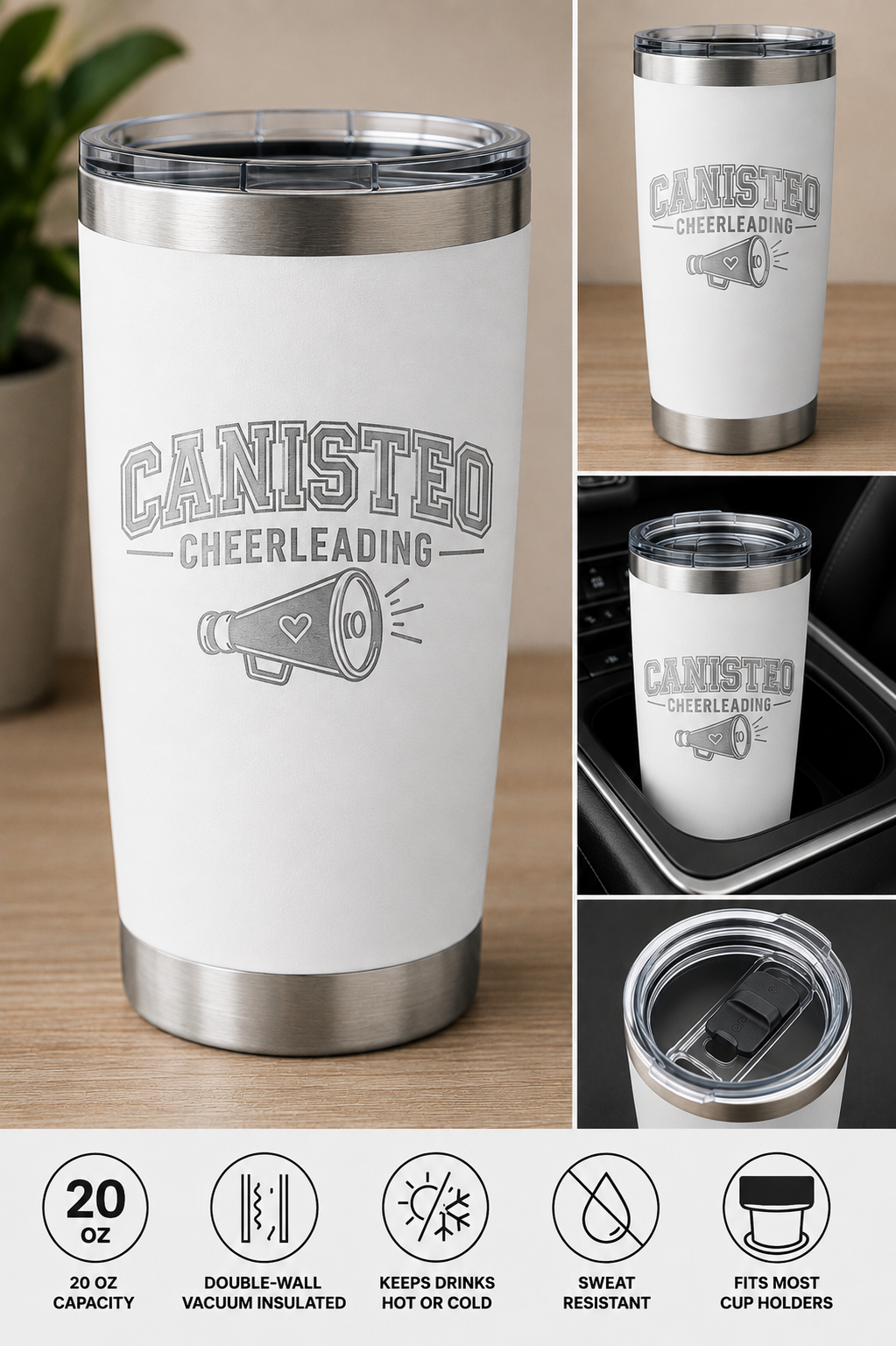 Canisteo Cheerleading 20 oz Engraved Tumbler