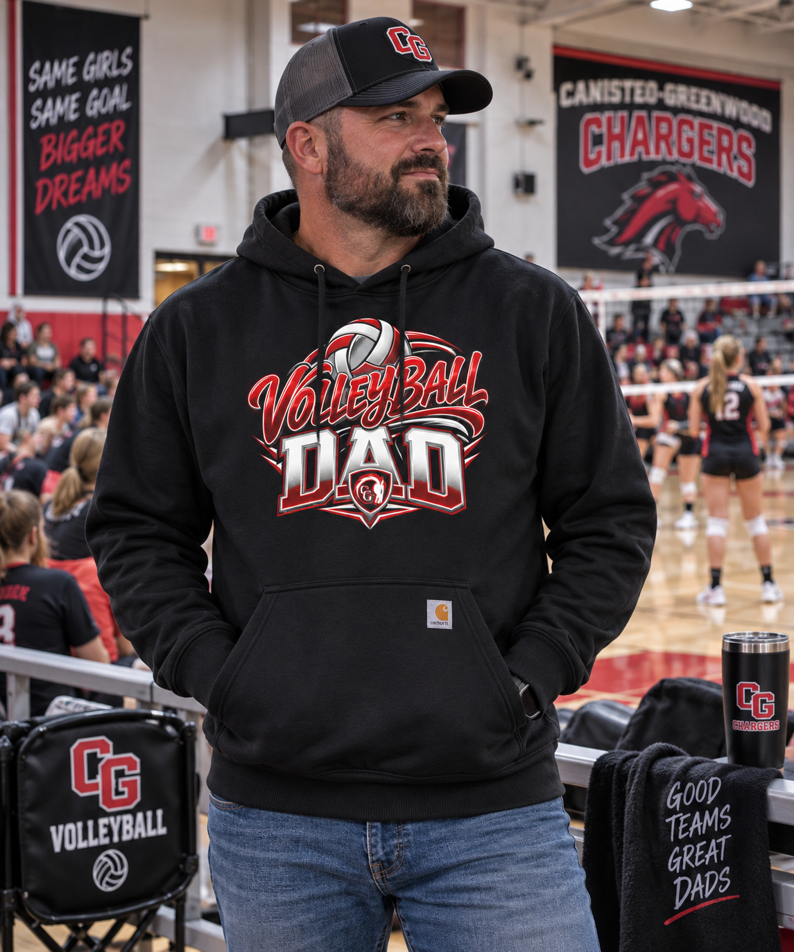 CG Chargers Volleyball Dad Carhartt Hoodie