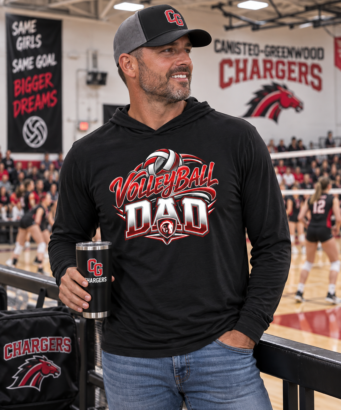 CG Chargers Volleyball Dad Lightweight Hoodie