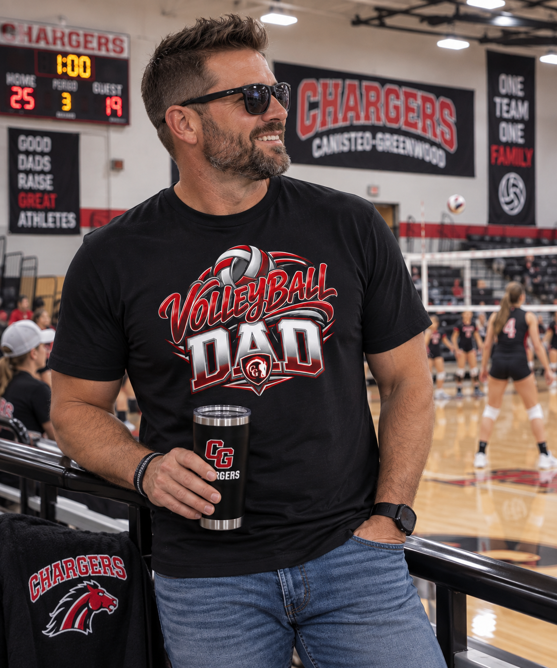 CG Chargers Volleyball Dad T-Shirt