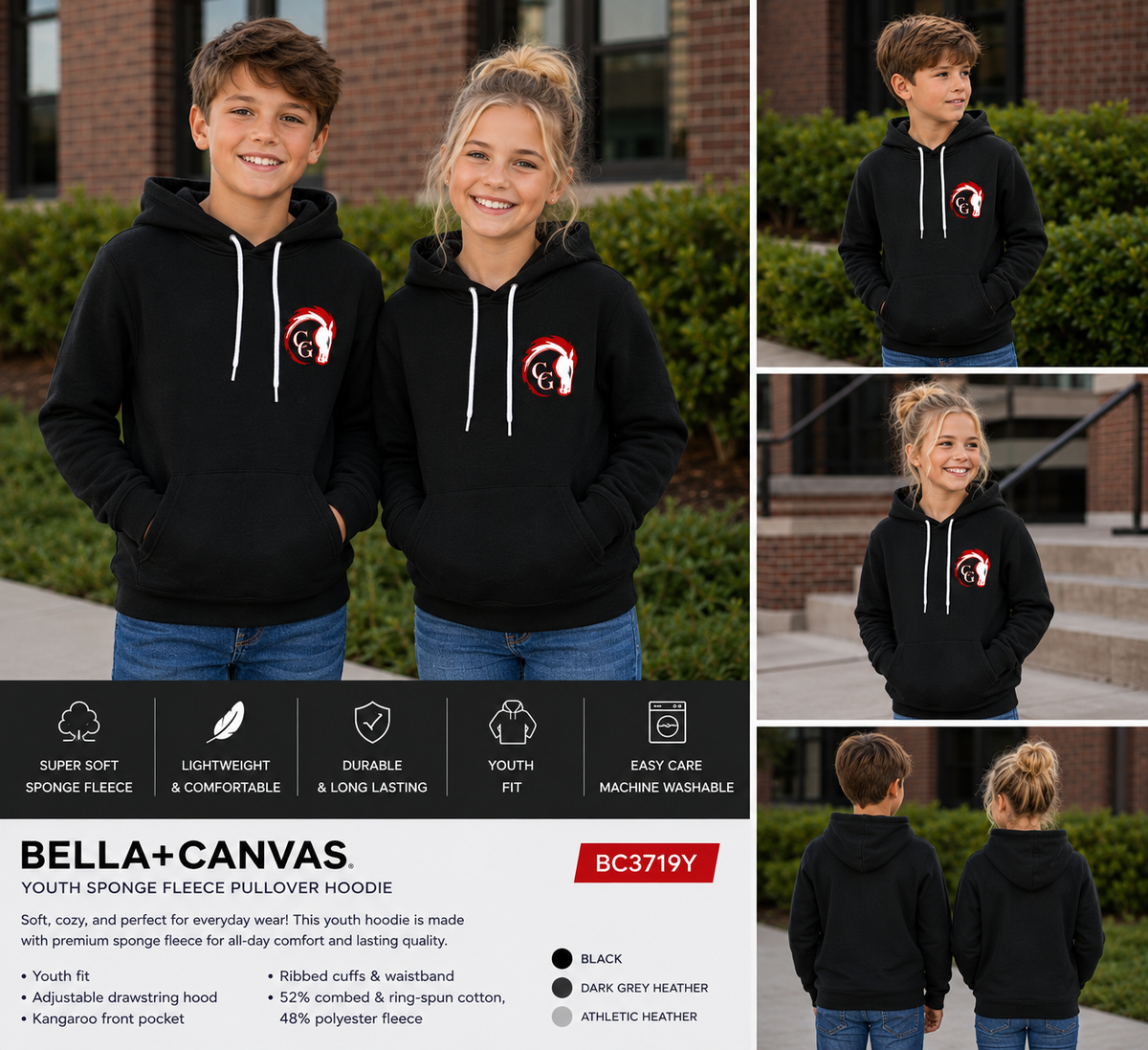 Canisteo-Greenwood Chargers Bella+Canvas Sponge Fleece Pullover Hoodie