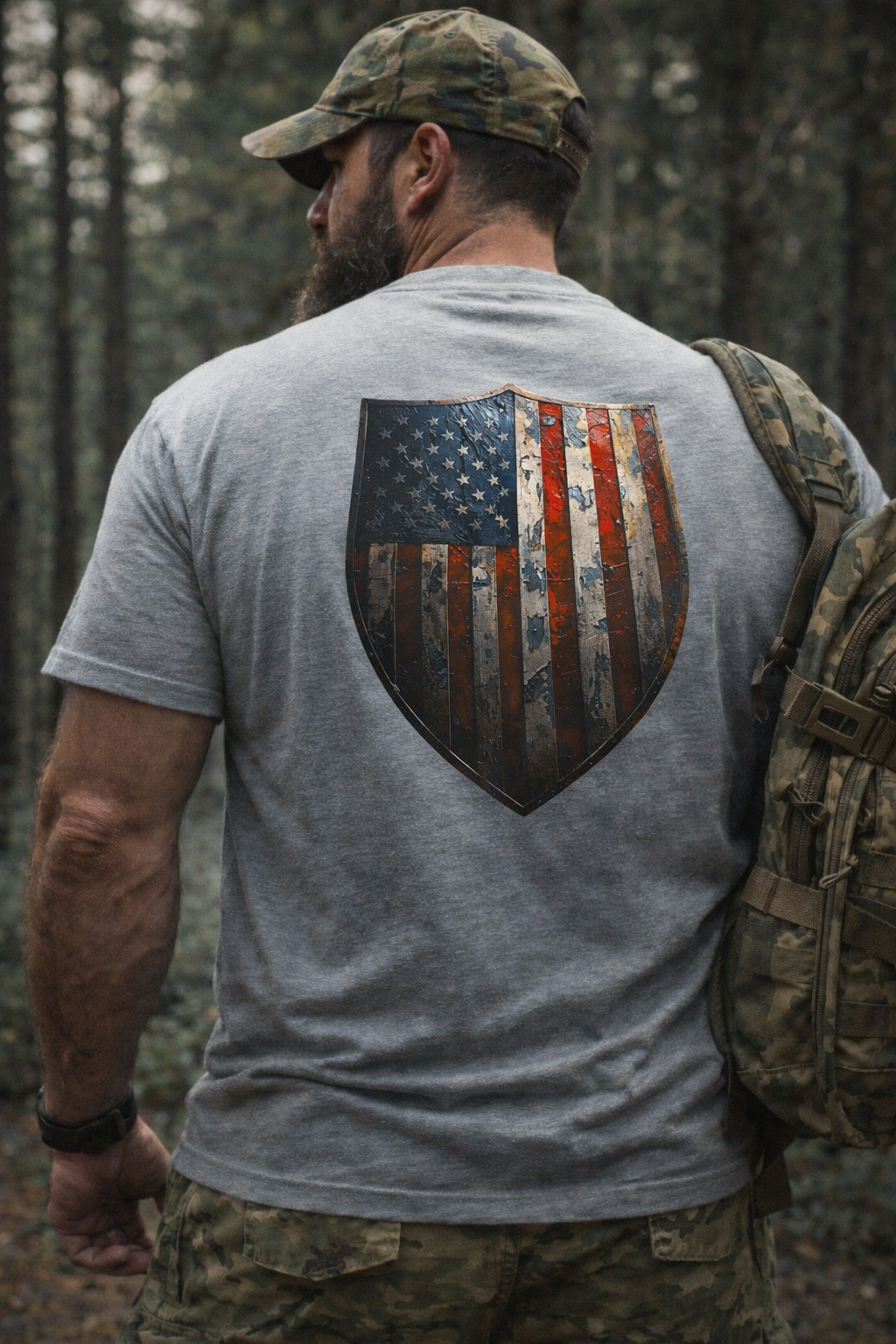 Shield Flag Tee – Vintage Stonewash Denim