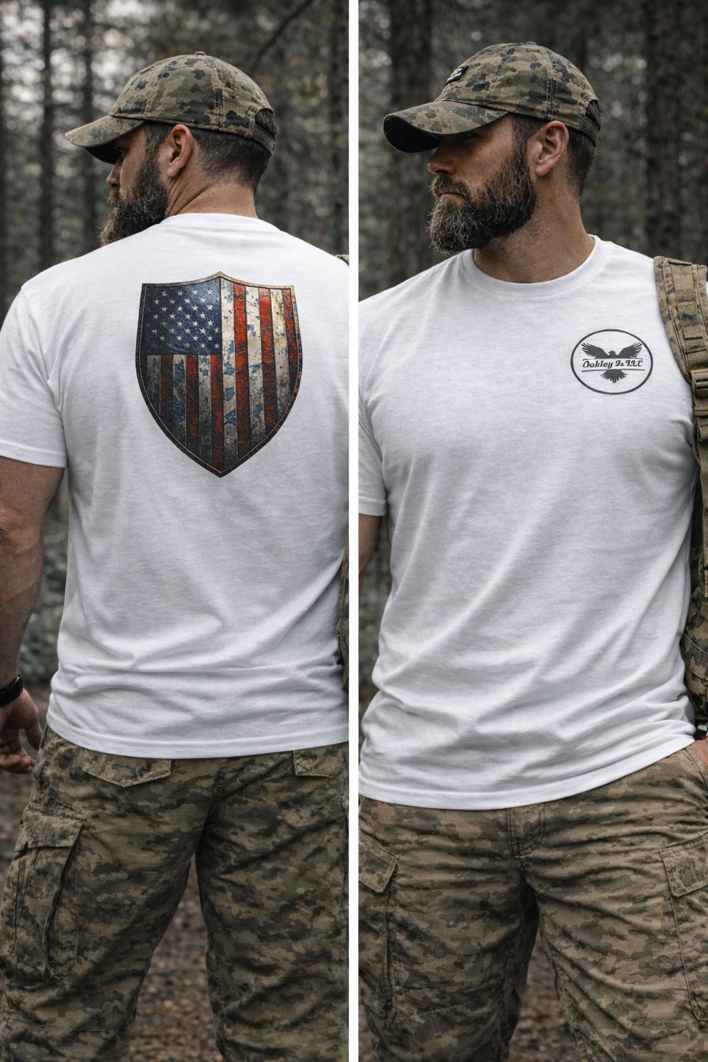 Shield Flag Tee – Vintage Stonewash Denim