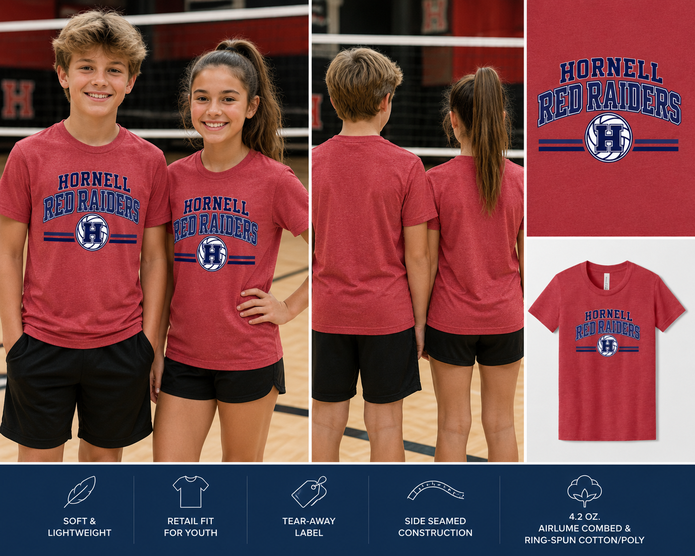 Hornell Red Raiders Youth Bella+Canvas T-Shirt