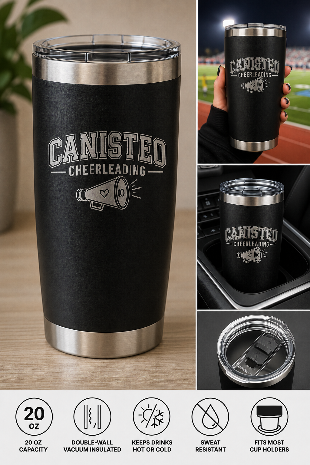 Canisteo Cheerleading 20 oz Engraved Tumbler